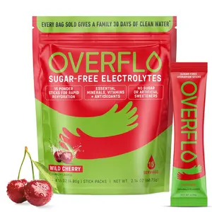 Overflo Electrolyte Hydration Powder Packets – Sugar Free, No Artificial Sweeteners or Dyes – Hydration with Coconut Water and Minerals for Energy, Focus