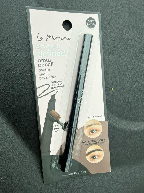 Le Mercerie Shape Defined Brow Pencil Deep Brown Double Ended Triangular Precision with Paddle Kabuki Brush for Natural Looking Brows