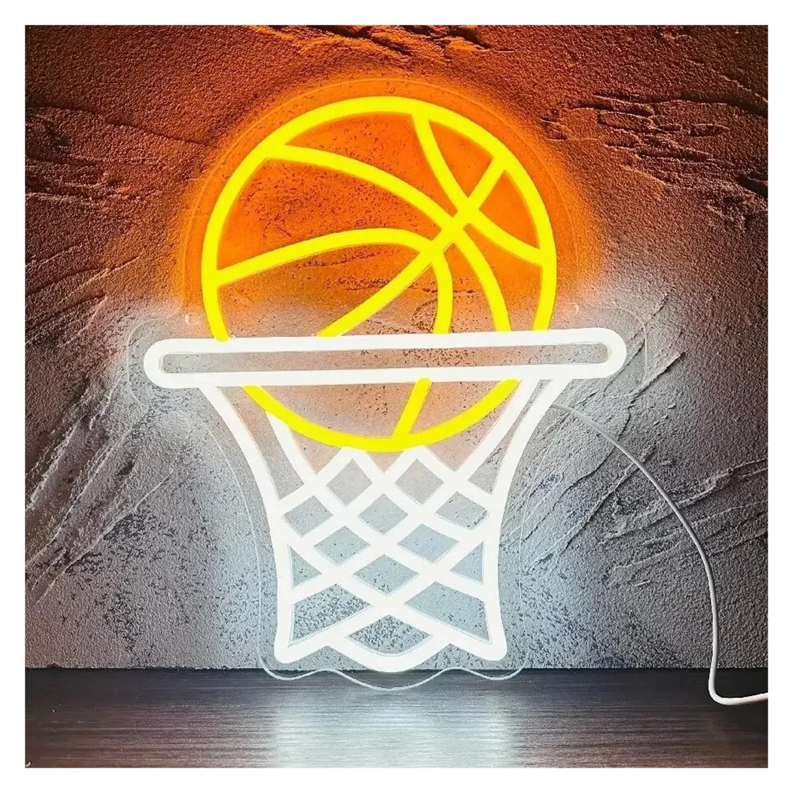 Basketball Shaped Neon Sign Light For Wall Decor USB Powered For Man Cave Teens Boys Girls Bedroom Game Room 28cm×33cm