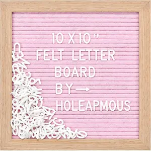 Wood Felt Letter Board 10×10", Changeable Message Board with 294 Letters & Wall Hook, DIY Decor Sign for Home Office Party Birthday Gifts