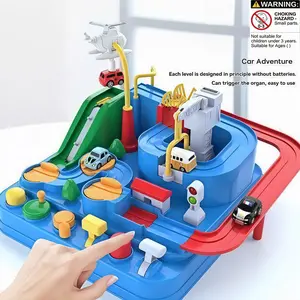 Car Adventure Track Parking Lot Toy, 1 Box Car Adventure Track Parking Lot Toy with 2 Random Color Cars, Parent-child Interactive Educational Toy, Play Interaction
