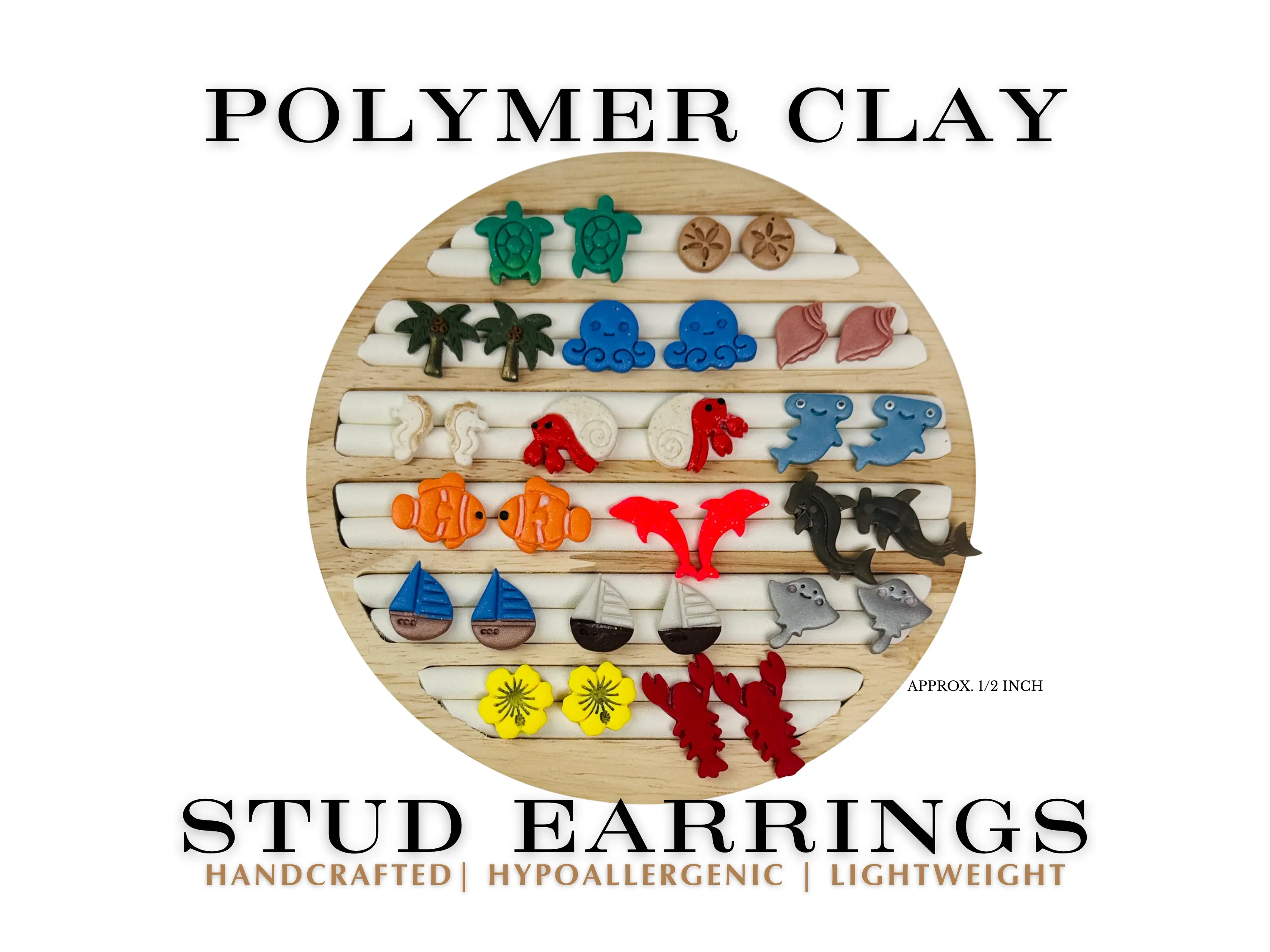Enchanted Coastal | Beach | Sea | Vacation Polymer Clay Stud Collection