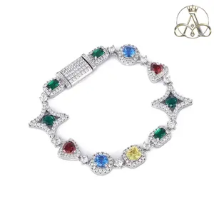 Iced Out Colorful Gem Bracelet | Luxury Bling Jewelry | Hip Hop Statement Bracelet Unisex