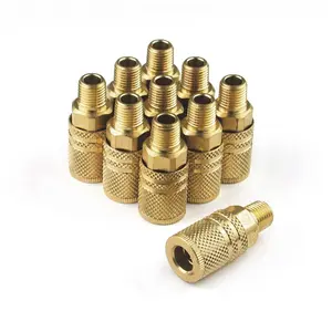 212 MAIN Extreme Performance Series Industrial Quick Coupler - 6-Ball Solid Brass Fittings, 0.25x0.25 in. Male I-M Coupler, Heavy Duty Metal, High Quality Strong Lock Hardware, Male Coupler