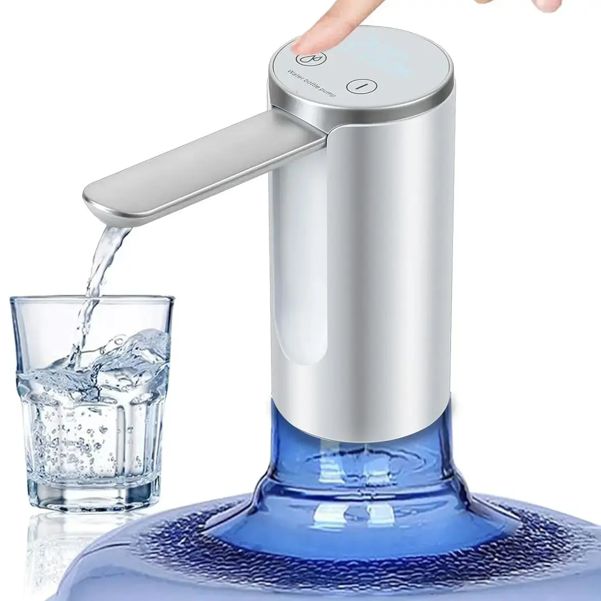 5 Gallon Water Dispenser Pump with LED Digital Display & Quantitative Water Dispensing, Foldable Spout USB Rechargeable Automatic Water Bottle Pump
