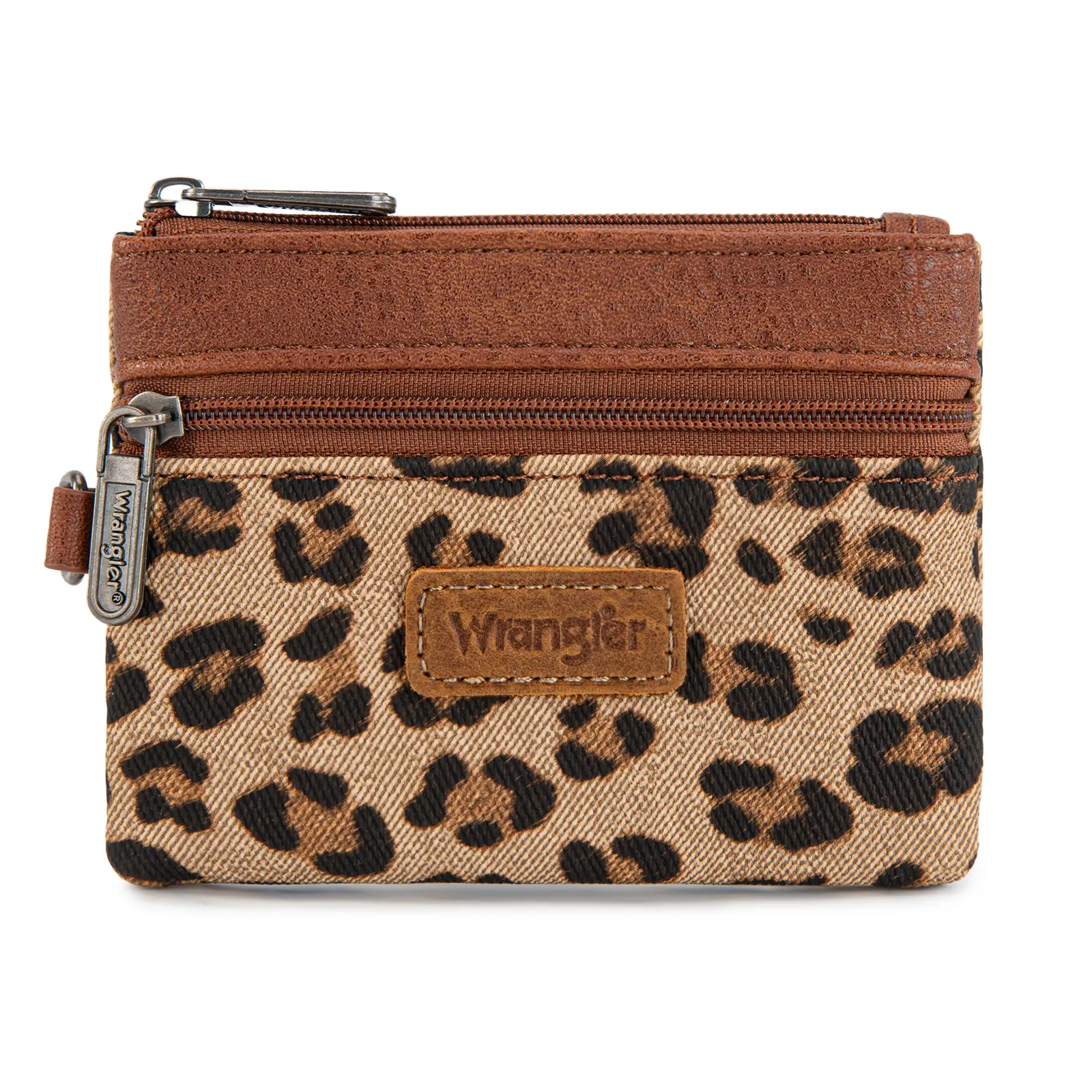 Wrangler Coin Purse for Women Leopard Print Wallets Change Pouch Minimalist Wristlet Purse
