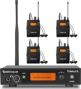 Professional IEM Wireless In Ear Monitor System 4 Pack - 100CH UHF Metal Rackmount Transmitter, 262ft Range, Stereo Mono Switch, for Live Band Church Stage Performance