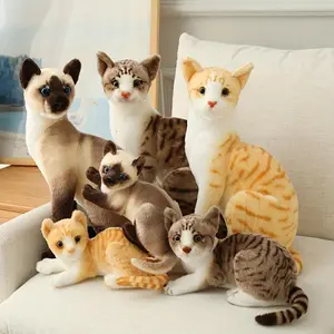 Realistic Cat Plush Toy, Multi-Color Soft Stuffed Animal with Detailed Fur Texture & Expressive Eyes, Perfect Christmas Gift for Cat Lovers, Home Decor & Playtime Plushies, Local Warehouse Fast Delivery