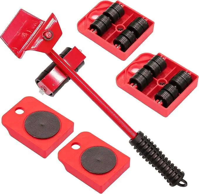 1 Set of 5 Furniture Lifters – Heavy Duty Furniture Mover Tools, Sofa Mover with 4 Sliders, Easy to Rearrange Living Space, Plastic & Carbon Steel, Home Organization, Office Accessories, Furniture Moving Kit