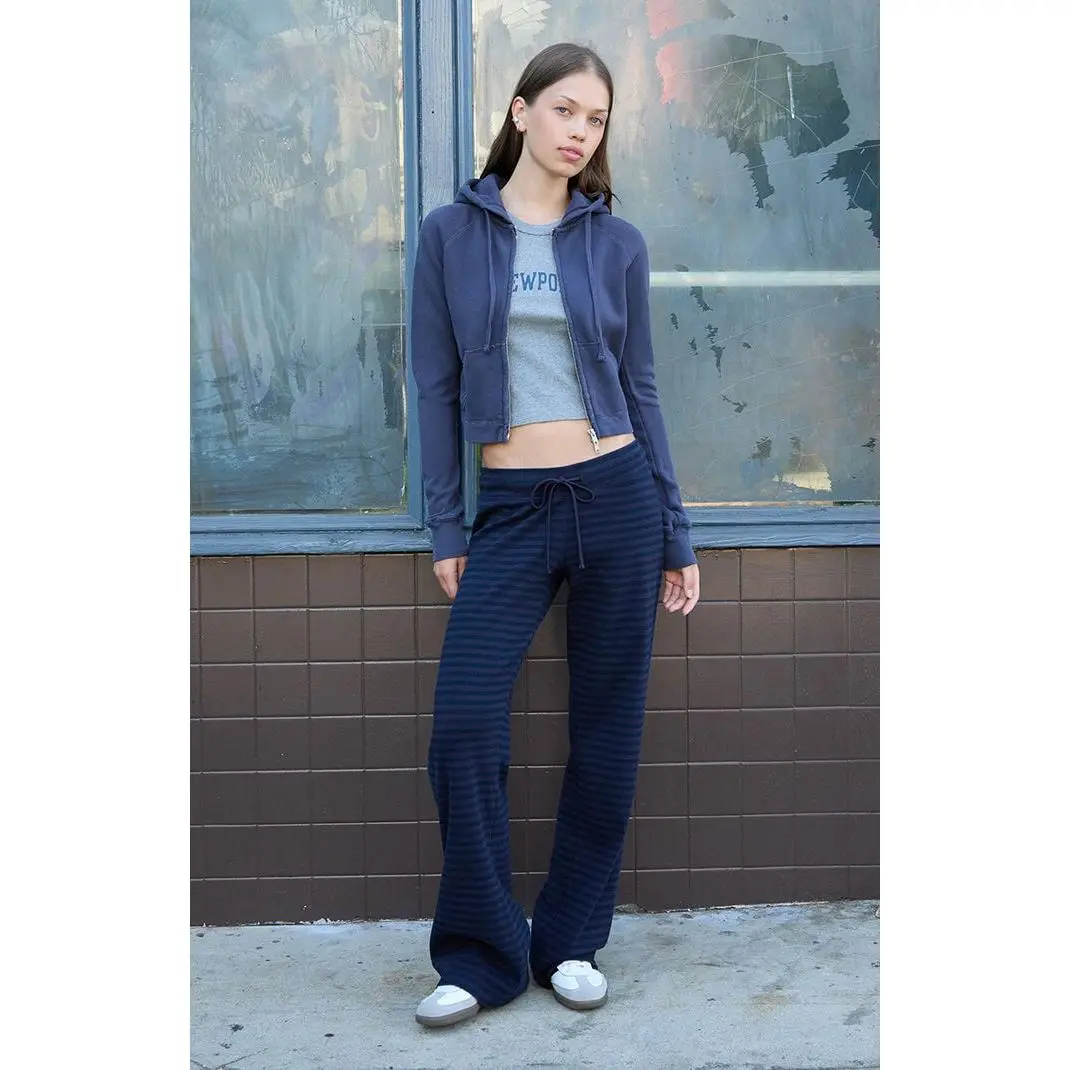 John Galt Women's Blue Hilary Striped Yoga Baggy Sweatpants