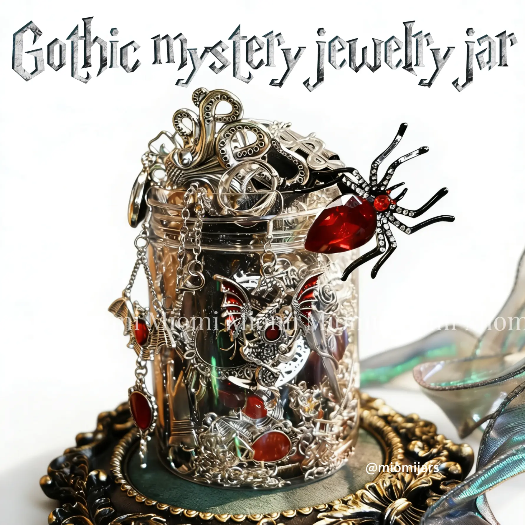 Miomi Gothic Witch Mystery Jewelry Jar Set - Costume Ring ecklaces