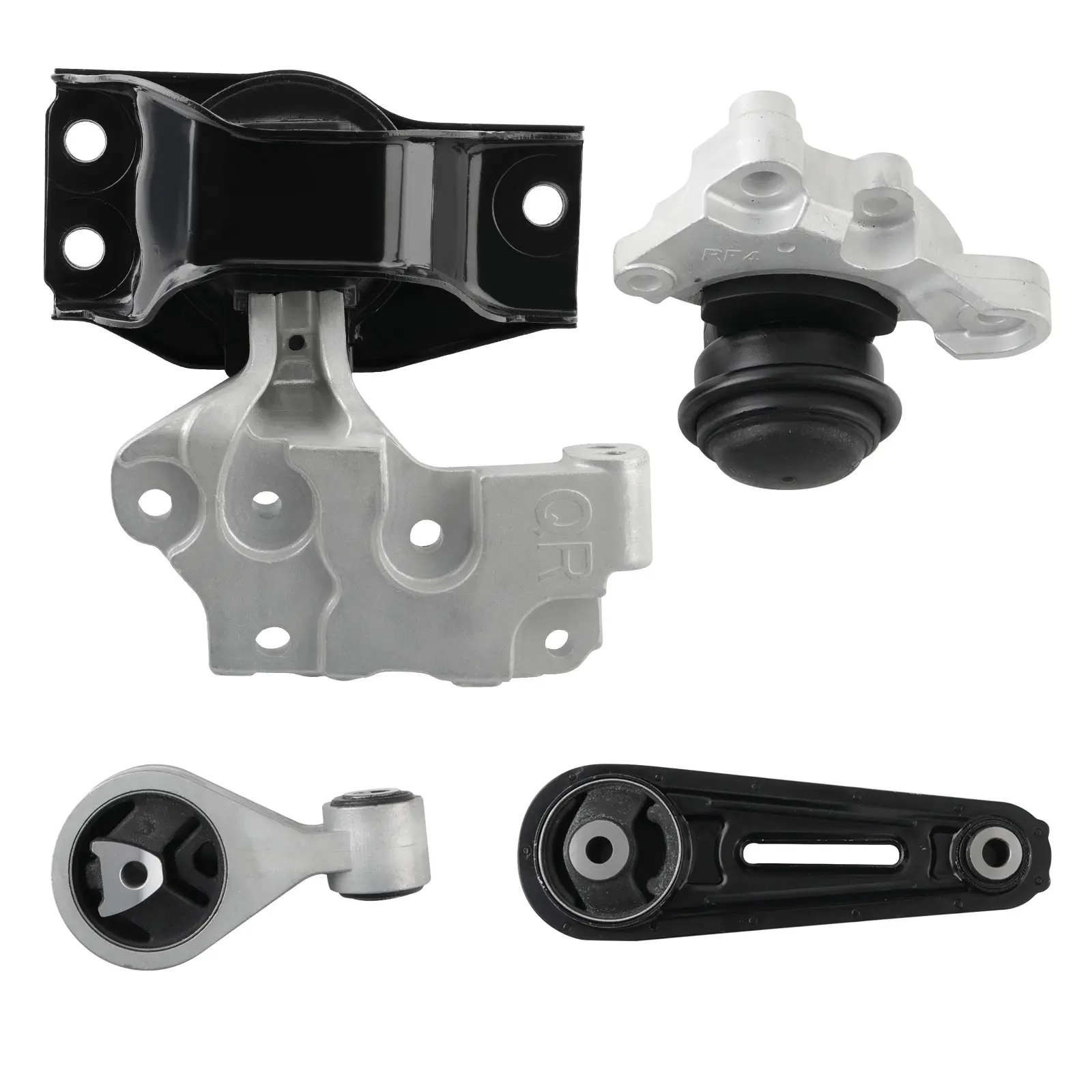 New 4-Piece Aluminum Rubber Steel Direct Replacement Engine Parts Kit - 1 Engine Mounts Kit for Nissan Rogue FWD 2.5L (2008-2015) with Part Numbers A4351, A4352