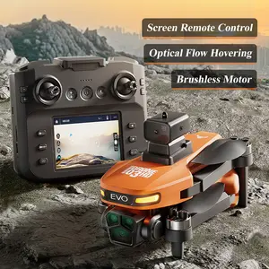 Foldable RC Drone with Screen, 64G Memory Card and Card Reader, 3.5 Inches Remote Control, 4K Dual Camera, Brushless Motor, Obstacle Avoidance, Optical Flow Hovering, Headless Mode, Real-time Image Transmission, Gesture Photography