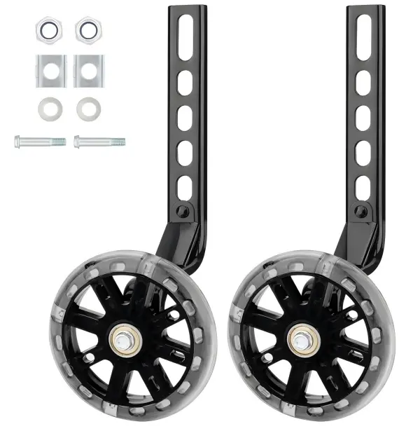 Pair of Kids Bike Training Wheels, Flash Silent Stabilizer Mount Kit for 12 14 16 18 20 Inch Single Speed Bicycle, Heavy Duty Safety Support for Beginner Riders