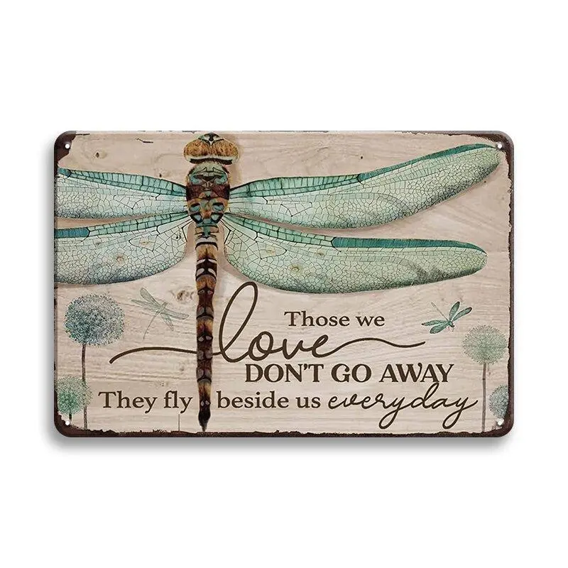 Green Dragonfly Metal Aluminum Tin Sign, 8x12 in Sturdy Vintage Decor with Rustic Design, Home & Garden Wall Decor Gift for Pubs