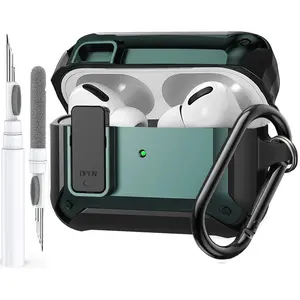 for AirPods Pro 3 Case with Lock Clip, for Apple AirPods Pro 3rd Generation Headphone Cover 2025 Shockproof Hard Shell Protection Cover, Includes Carabiner & Cleaner Kit