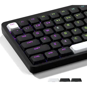 XVX Low Profile Black Keycaps, Shine Through Keycap Sets, Double Shot PBT Keyboard Keycaps Compatibility for 60% 75% 80% 85%  MX Switches Mechanical Keyboard- Only Key caps