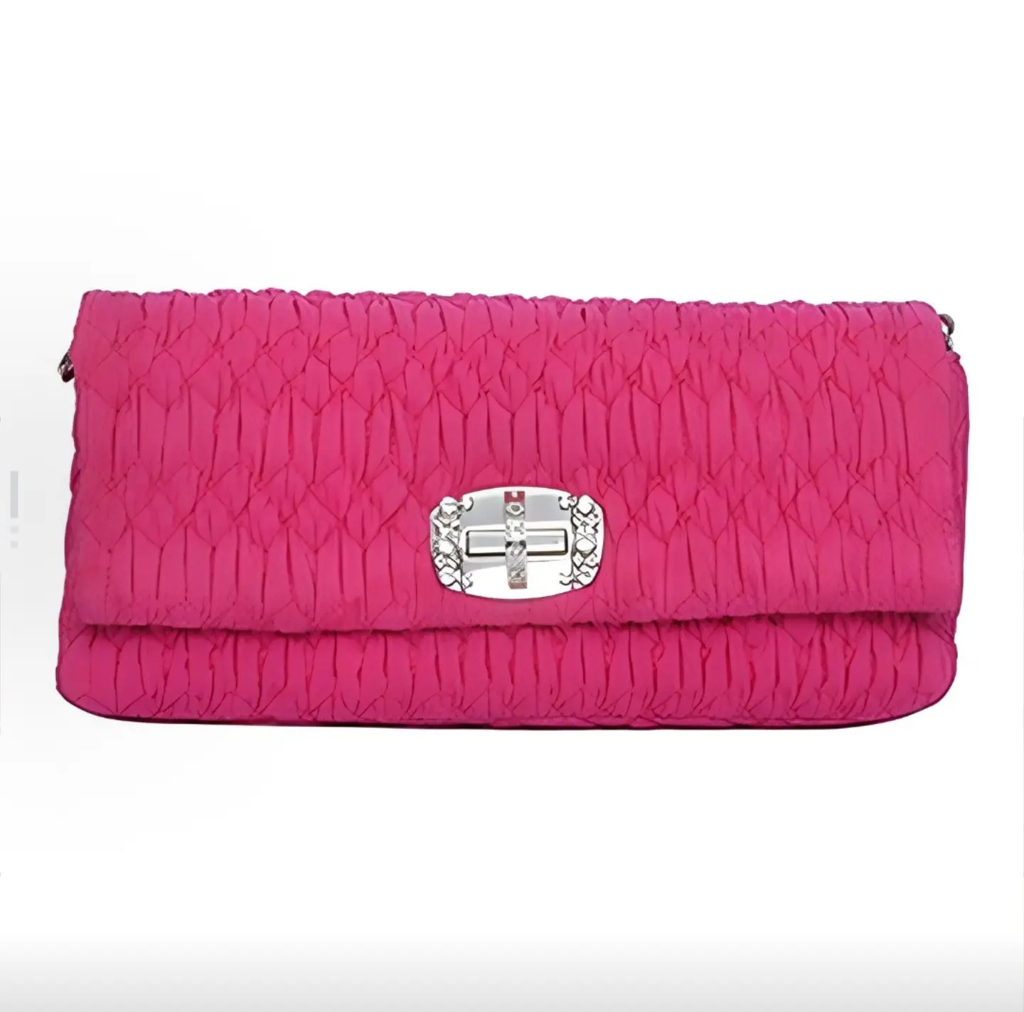Pre-owned miu miu Crystal Chain Fuchsia Clutch, Shoulder & Crossbody Bag