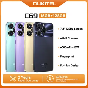 OUKITEL C69 Cell Phone Unlocked, 7.2''120Hz Display, 16GB(4+12)+128GB/TF 1TB Smartphone, 6000mAh Battery, Android 15 Phones, 64MP+8MP Camera, 4G Dual SIM Mobile Phone, GPS/OTG/Face ID/T-Mobile