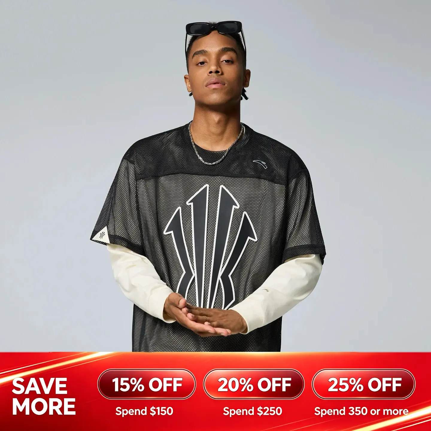ANTA Hélà Mesh Top Breathable Cotton Long Sleeve Menswear T-Shirt