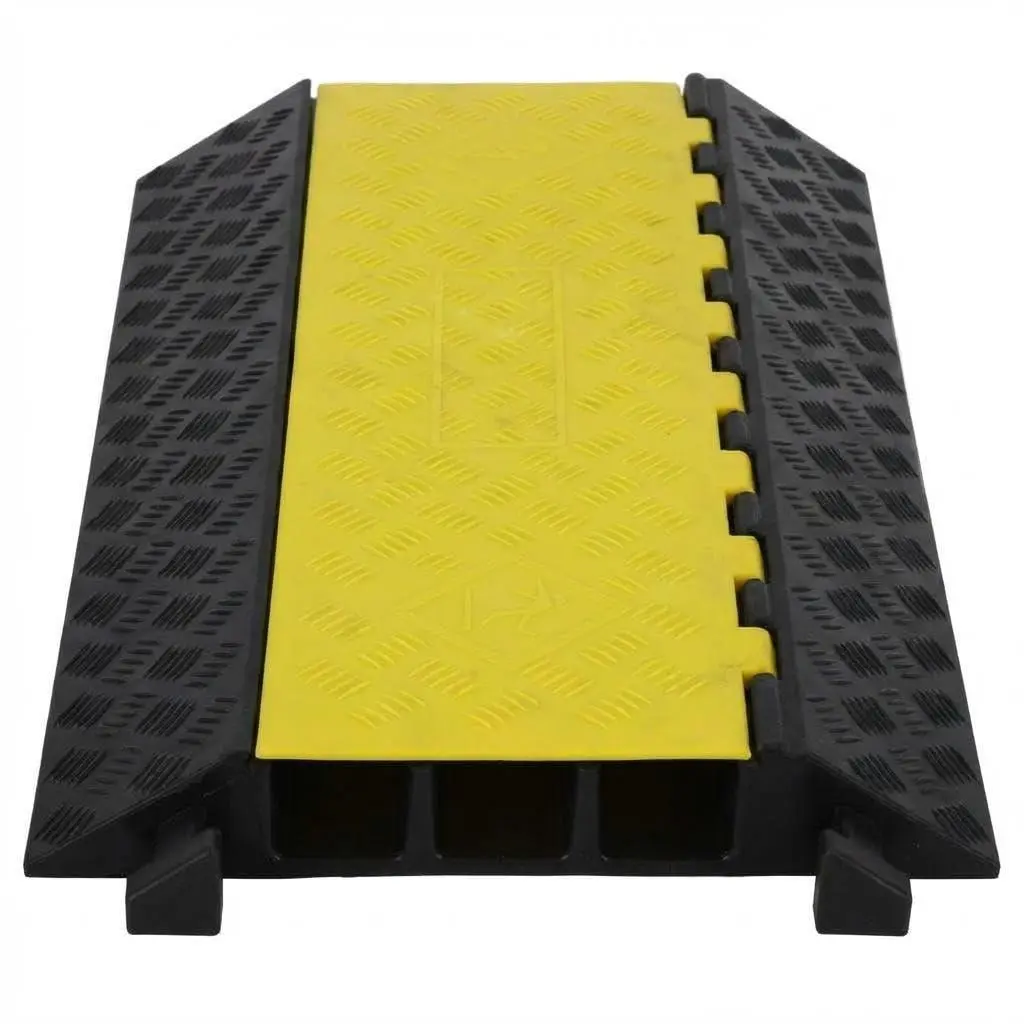 GAOMON Heavy-Duty Rubber Cable Protector Ramp - 3-Channel Flip-Top Lid Cord Cover with Non-Slip Surface, Easy Installation, Long-Lasting Stability, Dual-Channel Design Option for Indoor/Commercial Use