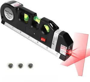 [2026 Upgrade] 4 in 1 Rechargeable Laser Level Tool, Multipurpose Cross Line Laser Leveler Kit with 8ft/3M Metric Ruler, Type-C Fast Charging, High Precision Beam Tool for Hanging Pictures & Tile