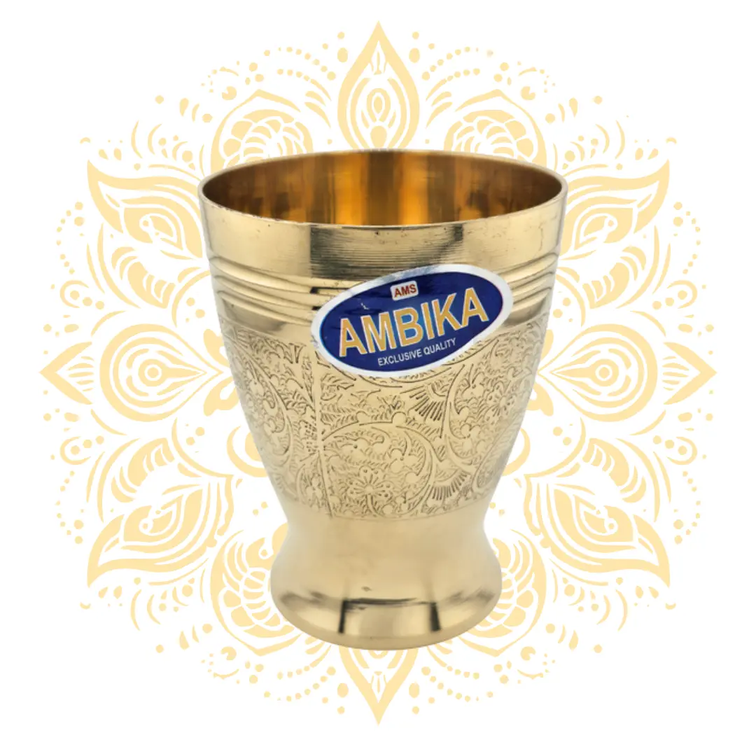 Ambika Engraved Brass Drinking Tumbler 4"