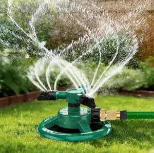 360° Rotating Lawn Sprinkler, Automatic Garden Water Sprinkler with 3 Nozzles, Large Area Coverage for Yard & Plants,Father's Day Gifts
