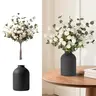 Artificial Flowers in Vase for Centerpieces: Vase with 12 Stems of Mums Kiku Flowers Eucalyptuses Faux Pom Poms Floral Arrangements for Kitchen Island Entryway Table