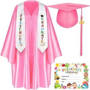 Preschool Graduation Class of 2026, Satin Cap and Gown Set with Stole Tassel, Cute Attire for Pre-K Grad Party Photoshoot, Gift