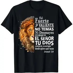 [100% Cotton] 100% Cotton Valiente Josue 1:9 Spanish Christian Bible Verse T-Shirt T-Shirt For Men And Women
