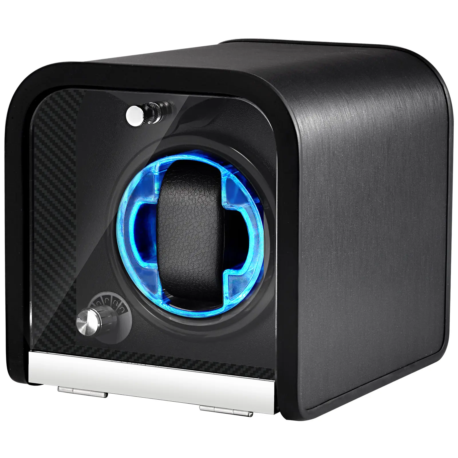 LELTNSOU Single PU Leather Watch Winder - Silent Motor, Auto Rotate, Compact, Adjustable Automatic Watch Rotator Storage Box for Bedroom, Black