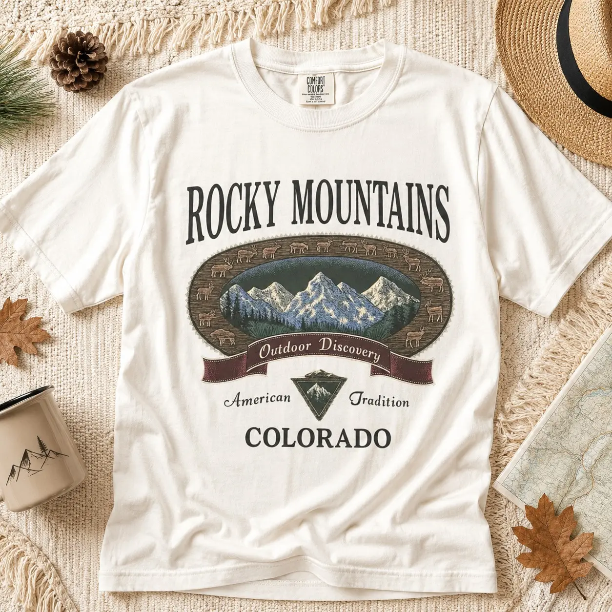 Comfort Colors Rocky Mountains Colorado Shirt, Vintage Outdoor Graphic Tee, Adventure Nature Top