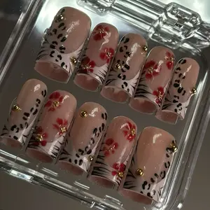 ACRYLIC handmade press ons | Floral safari | BXBYNAILS