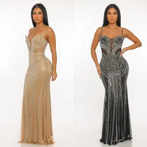 Crystal Illusion Mermaid Gown – Sparkling Rhinestone Evening Dress,Prom Dress's
