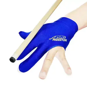 Predator Three-Finger Billiards Gloves - Breathable Ice Silk, Non-Slip, Professional Player Gear, Left-Hand Fit, Black/Blue/Red Options, Ultra-Comfortable & Quick-Drying,pool gloves