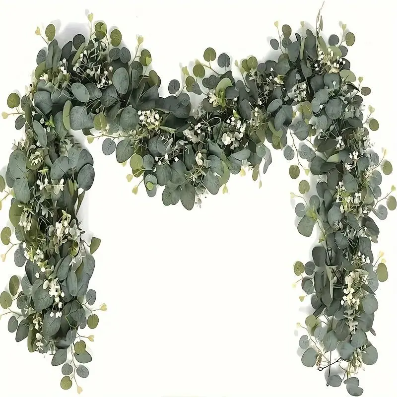 Eucalyptus Wreath Set (2/4 Pieces), Artificial Eucalyptus Garland, Artificial Money Leaf, Gum Berries & Flowers, Christmas Winter Decor, Holiday Decor, Home Wedding Birthday