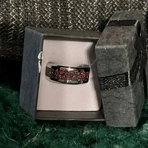 Black Fire Opal Inlay Ring - Elegant Design with Black Opal Accents, Ideal for Home Decor and Fashion Accessories