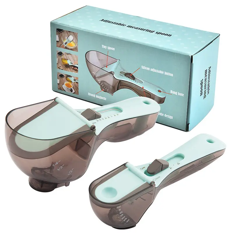 Adjustable Measuring Spoon with Cup & Teaspoon Scale, 2-in-1 Kitchen Measuring Tool for Coffee, Flour, Pet Food, Milk Powder and Baking
