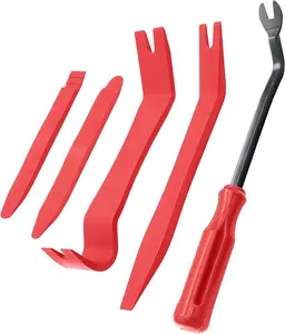5 Pcs Car Trim Removal Tool Kit Upholstery Tools, Auto Clip Removal Pry Tool for Door Dash Dashboard Panel Fastener Remover, Push Pin Puller Body Repair Tools, Red