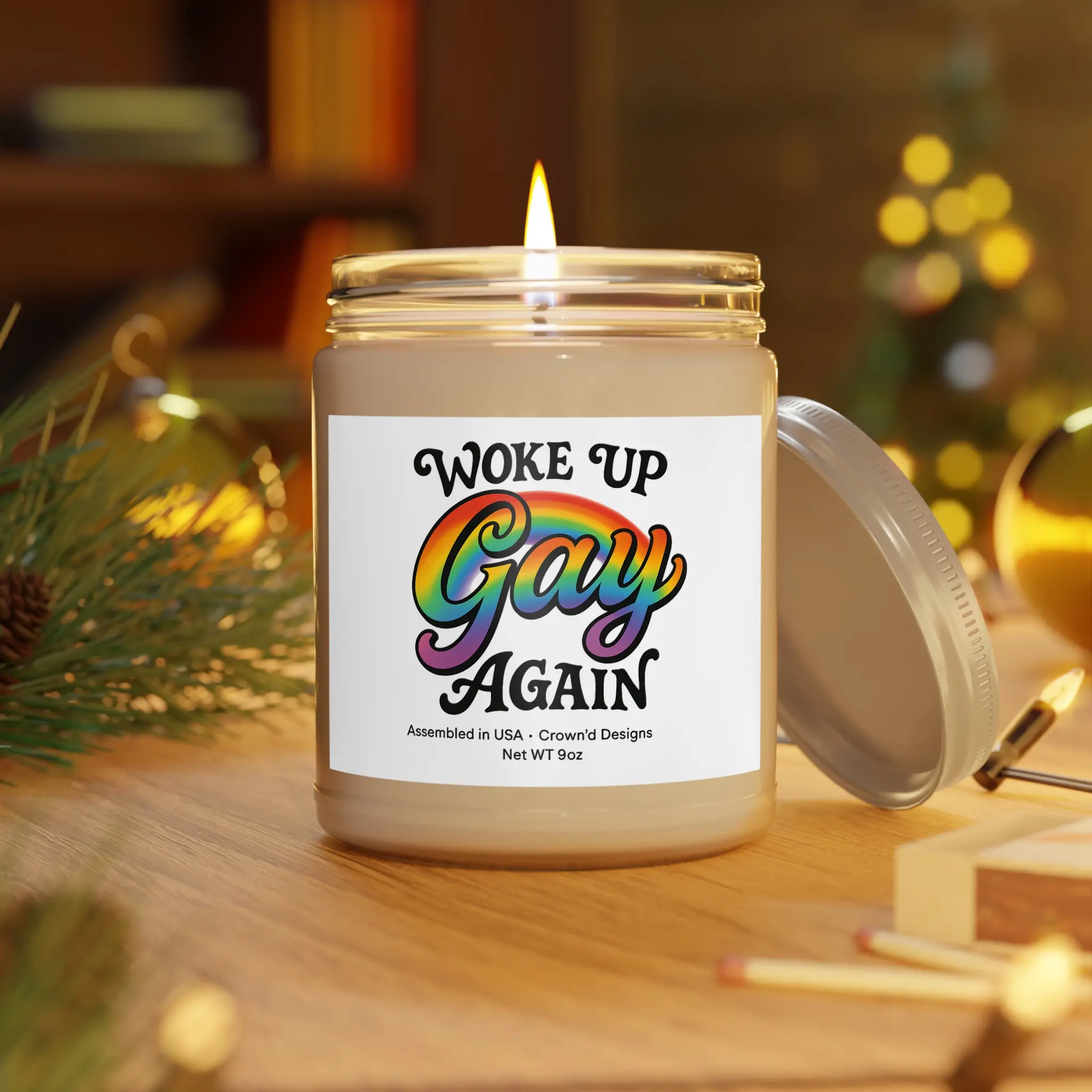 Woke Up Gay Again Scented Candle, Rainbow Pride Candle, LGBTQ+ Gift, Aromatherapy Decor, Birthday, Home Fragrance
