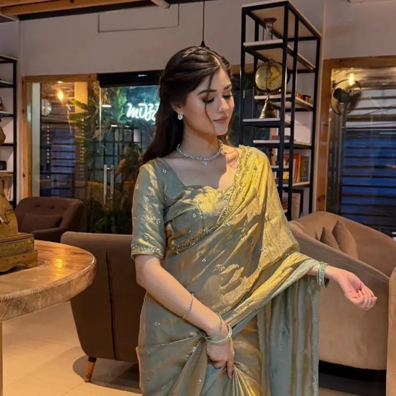 Pure soft Fandy Satin Silk fabric Saree for Party Wear