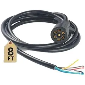 8 Feet 7-Wire Trailer Adapter Wire for RV Heavy-Duty 7-Way Trailer Plug 7-Pin Trailer Harness