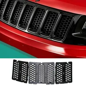 Front Grille Inserts for 2014-2016 Jeep Grand Cherokee WK2, Honeycomb Mesh Laser-Cut Chrome Trim Cover, Scratch-Proof UV-Resistant Car Exterior Accessory tiktokshopspringglowup