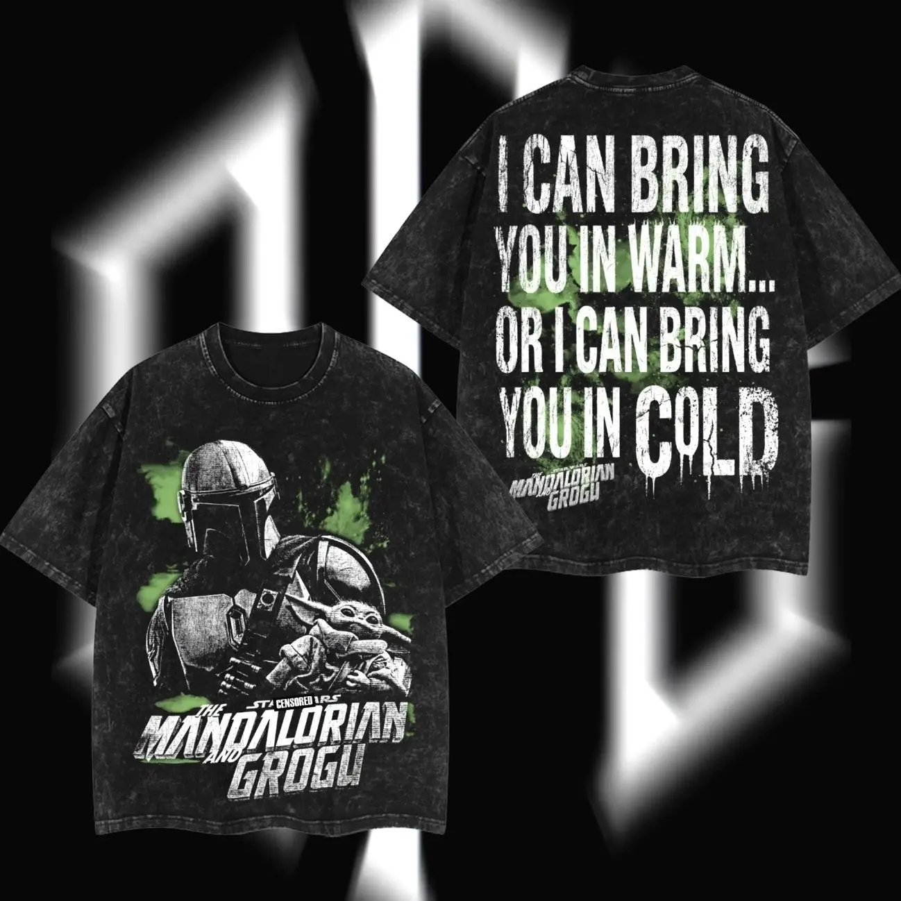 SuperStyle Mandalorian and Grogu: Din Djarin Space Galaxy Warriors Edition Double-Printed Oversize Lightweight Acid-Washed Premium Cotton T-Shirt, Classic Soft Relaxed Fit Apparel, Oversize Shirt, Vintage Outfit, y2k Styles 5RT