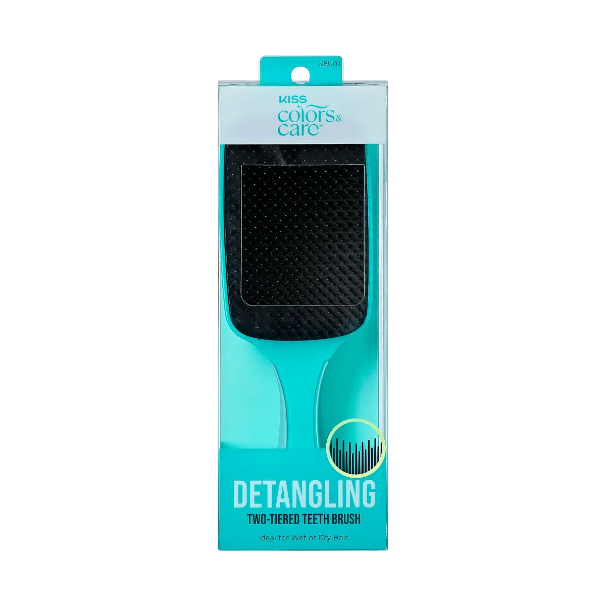 Kiss Colors & Care Two-Tiered Wide-Paddle Wet/Dry Detangling Brush | Curl Brush