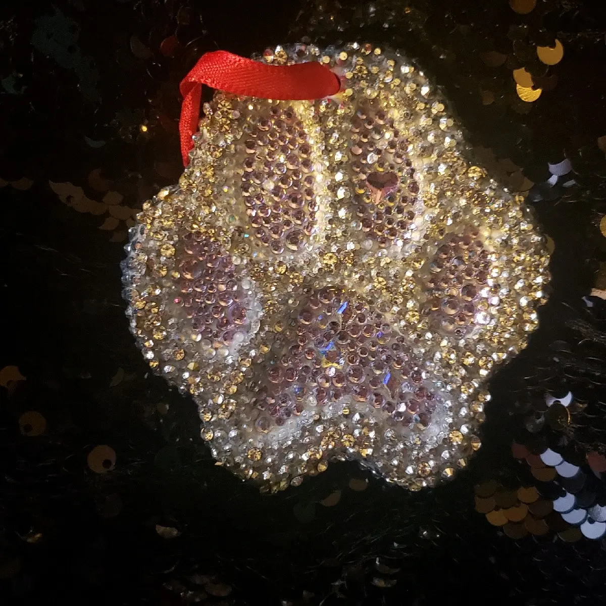 Badazzled Ceramic Paw Print Ornament
