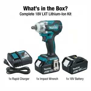 Makita DTW300 Brushless Impact Wrench with 18V Lithium-Ion Battery & Charger – 330 N·m Fastening Torque for M10 to M20 Bolts