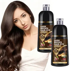 500ml dark brown hair dye shampoo, hair dye, Semi permanent hair dye, shampoo and hair care three in one, easy to use, 7-in-1 herbal extract gentle and non irritating, family wear, healthier and more shiny, suitable for both men and women
