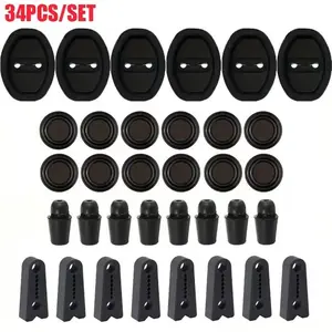 34-Piece Car Door Lock Protector Set, Includes 6 Lock Covers, 12 Shock Pads, 8 Door Protectors, 8 Noise-Reducing Pads, Universal Fit, Car Accessories
